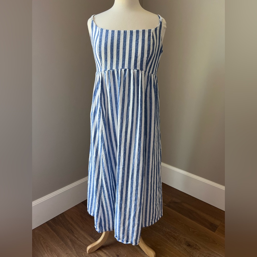 Old Navy Blue and White Striped Midi Dress